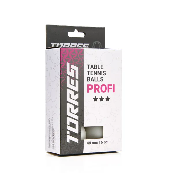 Мяч для наст. тенниса TORRES Profi 3*, TT23012, диам. 40+мм, упак. 6 шт, белый за 338.30 ₽ в Кемерове