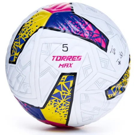 Мяч футб. TORRES MAX, F323425, р.5, ПУ, 4 сл, 12 п, термосшивка, белый-мультиколор за 2&nbsp;832.20 ₽ купить в Кемерове