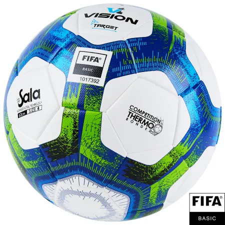 Мяч футзал. VISION Target, FS324094, FIFA Basic, р.4, 32 п. PU, 3 подкл.сл, термосшивка, бело-синий за 3&nbsp;519 ₽ купить в Кемерове