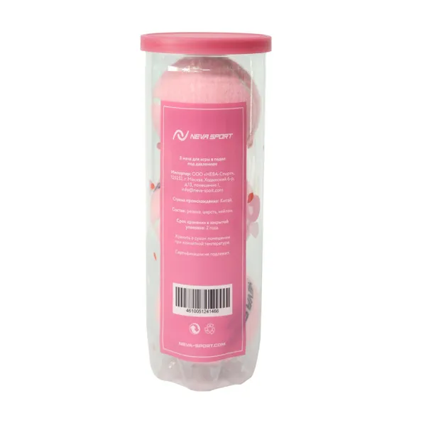 Мяч для падела NS Sakura, UAA2, уп.3 шт, сукно, нат.резина, розовый за 824.50 ₽ в Кемерове