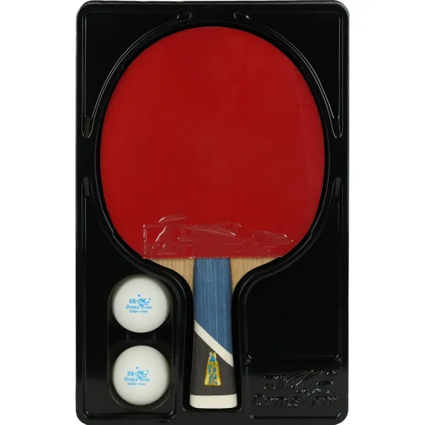 Ракетка для н/т DOUBLE FISH 5A+C, для продвин, ITTF Appr, накл. 2,1 мм, конич. ручка+ 2 мяча V40+мм за 2&nbsp;779.50 ₽ в Кемерове