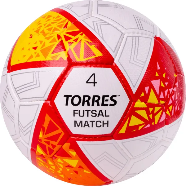 Мяч футзал. TORRES Futsal Match, FS323774, р.4, 32 панели. ПУ,4 подкл.слоя,ручн.сш,бело-крас-жёлт за 2&nbsp;454.80 ₽ в Кемерове