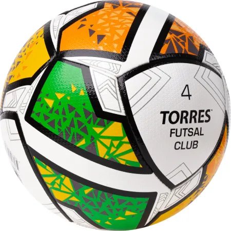 Мяч футзал. TORRES Futsal Club, FS323764, р.4, 10 пан. ПУ, 4 под. сл, гибрид. сш. бело-зел-оранж за 2&nbsp;264.40 ₽ купить в Кемерове
